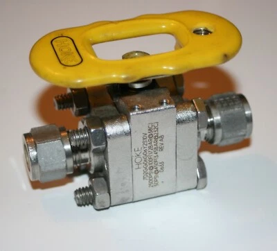  3/8" Tube 3-Piece SS Ball Valve (2500 Psi @ 100F)  Hoke 7D2GG06G06Y2S10V - Image 1 of 3