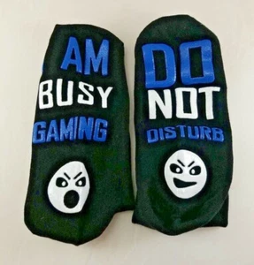 Do Not Disturb I Am Busy Gaming Socks, Funny Novelty Gamer Socks *NEW* - Picture 1 of 5