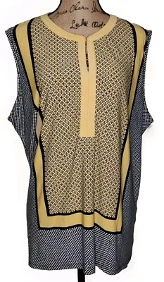 Jones Studio - Blusa geométrica sin mangas negra blanca amarilla - Para mujer talla 2X Foto 1 de 3