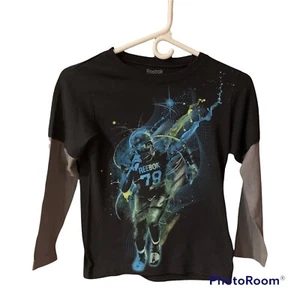 Reebok Boys Black & Gray #79 Football Player Long-Sleeve Shirt Size YS - Picture 1 of 3
