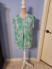 Talbots Size 12 Blouse Womens Green And White