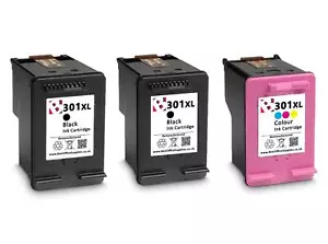 3 x 301XL Schwarz & Farbe Wiederaufbereitetes Tintenpatronen für HP Deskjet 3050