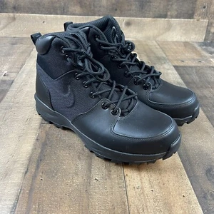 456975 001 Nike Manoa Leather Water Resistant Black Boots Men's Size 8 - Picture 1 of 9