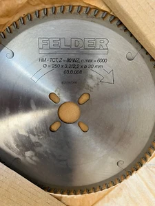 Felder HM-TCT, Z=80 WZ, n max = 6000 Ø = 250 x 3,2/2,2 x Ø 30 mm Old Never Used - Picture 1 of 4