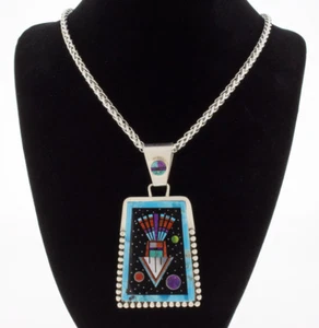 Fancy Multi Micro-Stone Inlay Necklace By Navajo Artist Sammy Smith - Picture 1 of 5