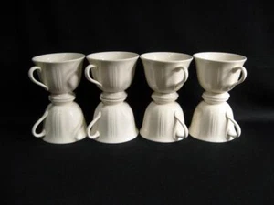 WEDGWOOD QUEEN'S PLAIN OFF WHITE FOOTED CUPS - 8 - NO SAUCERS - Picture 1 of 1