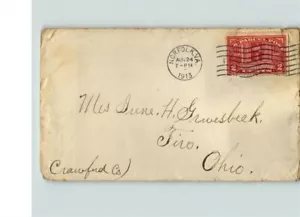 Francobollo POST su copertina 1913, Norfolk, VA a Tiro, Ohio nella contea di Crawford - Foto 1 di 1