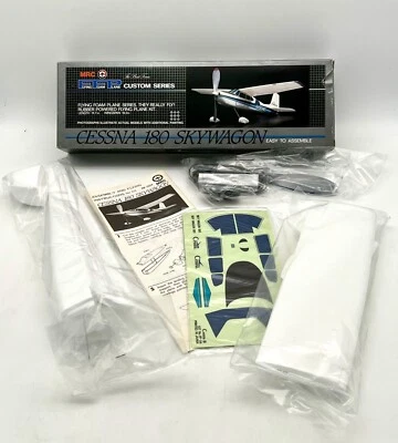 Vintage MRC Cessna 180 Skywagon Rubber Powered Flying Foam Plane Model Kit - Image 1 of 4