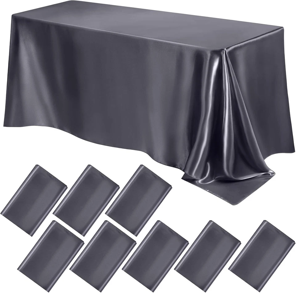 SATIN - Rectangular Table Cover Tablecloth - CHARCOAL - Fabric Table Decoration - Image 1 of 1