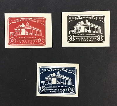 US 1932 Cut Square XF MNH Sc# U525, 527, 528.  (ED) - Image 1 of 2