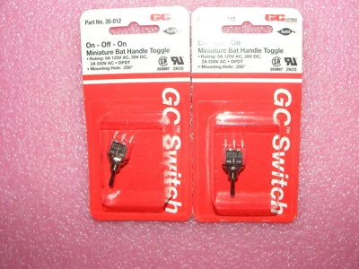 DOS NUEVOS INTERRUPTORES DE PALANCA EN MINIATURA GC ELECTRONICS DPDT 2A 250V AC 35-012 Foto 1 de 4