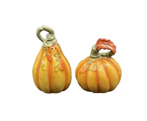 2014 Blue Sky Heather Goldminc Fall Orange Pumpkins Salt & Pepper Shakers - Picture 1 of 14