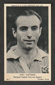 A&BC goma de mascar TODOS LOS DEPORTES 1954 STANLEY MATTHEWS BLACKPOOL Inglaterra - Imagen 1 de 2