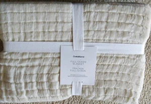 NWT Crate & Barrel Organic Cotton Gauze Throw Blanket Full/Queen Beige 90x90 - Picture 1 of 2