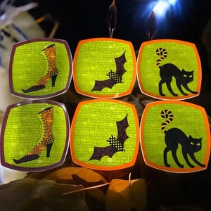 Cypress Home Halloween Keramik Teller Hexenschuh schwarze Katze Fledermaus 6er Set - Bild 1 von 10