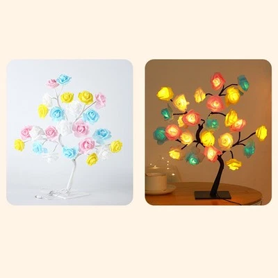Leuchtende USB-betriebene weiße Rosenbaum Schreibtischlampe perfekt für jeden - Bild 1 von 4