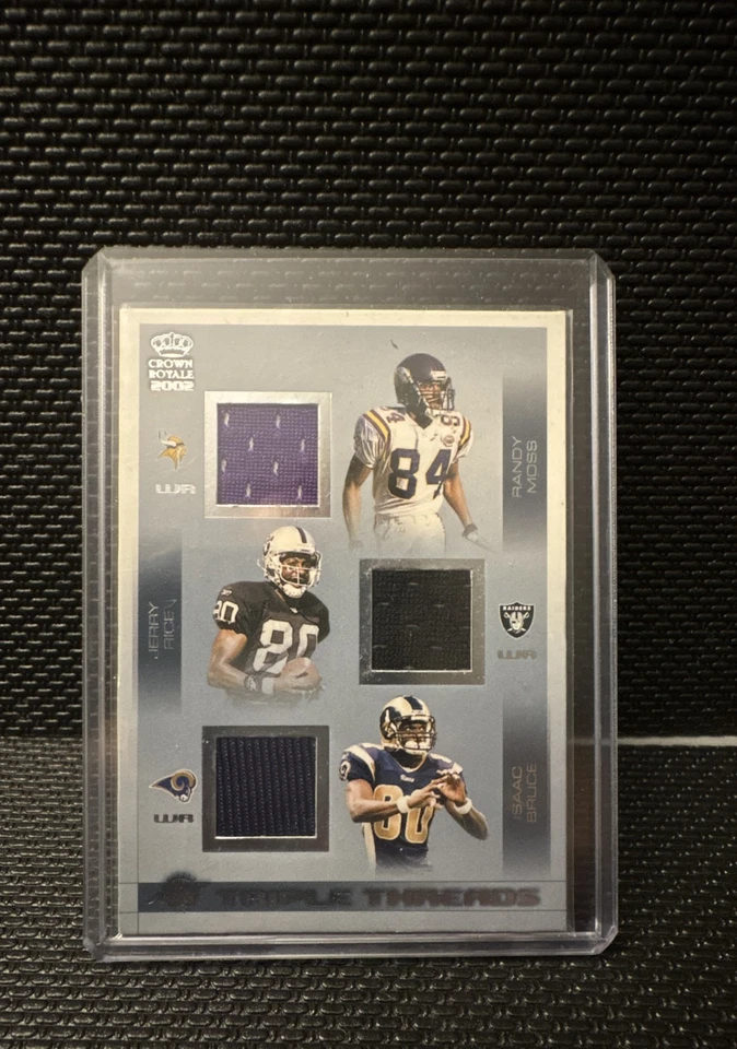 2002 Crown Royale - Triple Threads Jerry Rice, Randy Moss, Isaac Bruce #29 (MEM) - Imagem 1 de 2