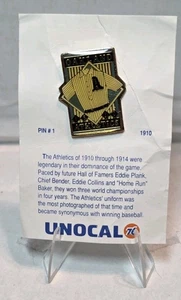 Oakland A's Athletics MLB Pin #1 1910 Hat Lapel Pin on Card ~ UNOCAL Sponsored - Picture 1 of 2