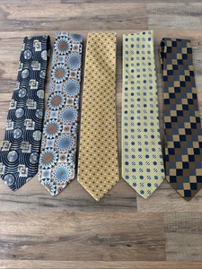 XMI Platinum Tie Lot 4 + Bonus Gold Geometric Blue Medallion 100% Silk - Picture 1 of 24