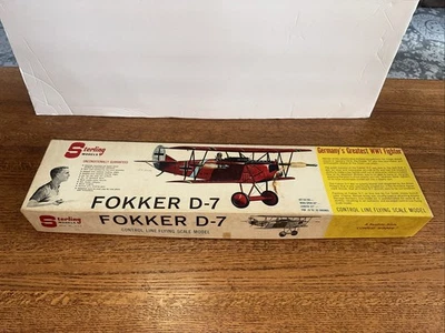 REAL! Sterling Models Balsa Wood Fokker D-7 Airplane Model Kit Unused As Is - Image 1 of 4