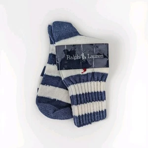 NEU Vintage Polo Ralph Lauren dicke wadenhohe Socken marineblau weiß gestreift USA - Bild 1 von 4