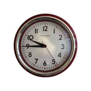 Orologio da Parete Sterling & Noble Quarzo Chic Retrò Rosso Cromato Diner Funzionante - Foto 1 di 10