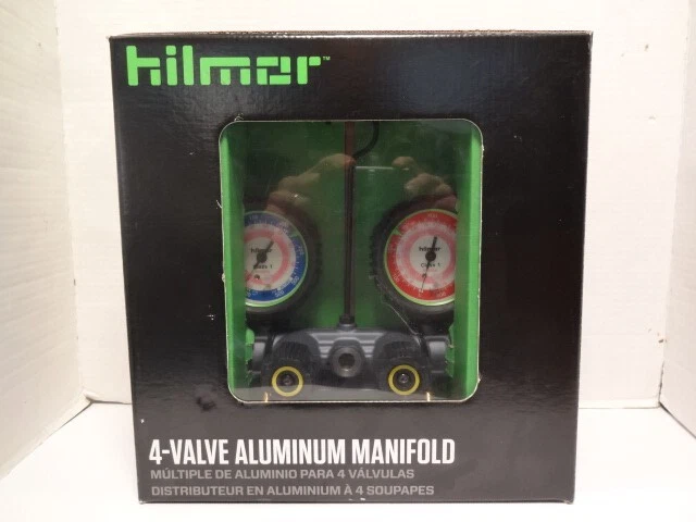 Hilmor 1839111 4V410 R410A 4-Valve Aluminum Manifold without Hoses