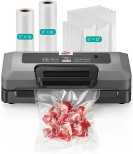 Food Saver Vakuumierer Leistungsstarke Wärme Mahlzeit Maschine Foodsaver mit Beutel Grau - Bild 1 von 6
