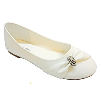 Zapatos de vestir para niñas pequeñas Zapatos planos de ballet sin cordones con moño (niño pequeño/grande) Zapatos escolares Foto 1 de 4