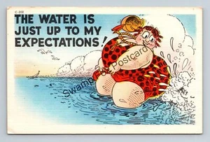 Postcard The Water Is Just Up To My Expectations Linen Humor - Picture 1 of 2