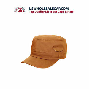 Plain Distressed Military Patrol Cadet Castro Baseball Cap Hat with Side Pocket