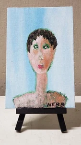 Signed Original Outsider Punk Art Folk Painting WEBB 4x6 - Picture 1 of 1