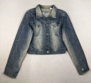AZZURE Women's Denim Jacket Size M Distresse Y2K - Picture 1 of 8