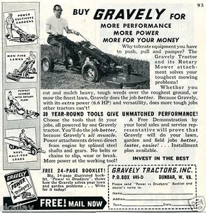 1959 small Print Ad of Gravely Tractors Inc Rotary Mower - Picture 1 of 2