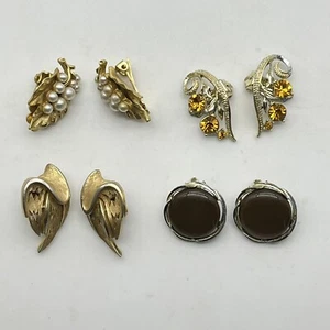 Vintage Lisner Clip On Earring Lot of 4 Pairs Huggie All Signed - Picture 1 of 8