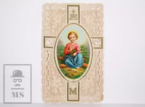 Antique Paper Lace Holy Card - Christ Child / JHS / M - Spain, c. 1910 - Picture 1 of 2