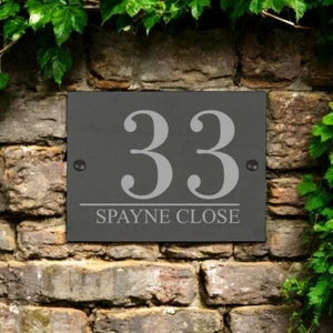 Personalised Rustic slate house sign farmhouse plaque door number - Picture 1 of 5