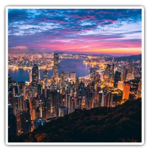 2 x quadratische Aufkleber 10 cm - Hongkong Stadtbild Stadt Gebäude #45352 - Bild 1 von 9