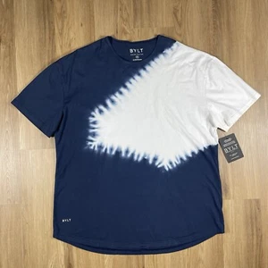 NUEVO CON ETIQUETAS BYLT Camisa Para Hombres 2XL Azul Blanco Prisma Tinte Camiseta Gimnasio Ropa Deportiva Informal - Imagen 1 de 12