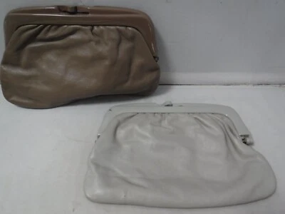 GA16 VTG 2 натуральной кожи Италии сутулиться Kisslock Lucite клатч сумка с короткими ручками коричневый - Изображение 1 из 4