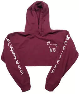 Fanjoy kurz geschnittener Hoodie Damen klein burgunderrot Erika Costell OG Ziege Spruch gebraucht, in einwandfreiem Zustand - Bild 1 von 12