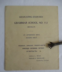 1915 Graduation Program Grammar School No. 112, Brooklyn, NY, Eugene Field Theme - Picture 1 of 3