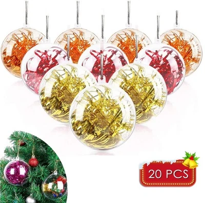 20Pz Palla Di Natale Trasparente 10CM Sfera Riempibile In Plastica Acrilica - Immagine 1 di 4