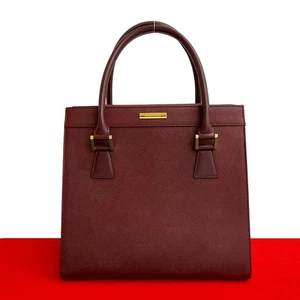 BURBERRY Logo Metal Nova Check Handbag leather wine-red 14177 - Picture 1 of 10