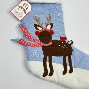 POTTERY BARN KINDER WEIHNACHTSSTRUMPF RENTIER + Kardinal Neu mit Etikett ohne Monogramm blau - Bild 1 von 5