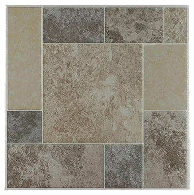 Vinyl Tile 12x12 Nexus Marble Block Mosaic 20-Pack Ancient Beige Flooring - Image 1 of 4
