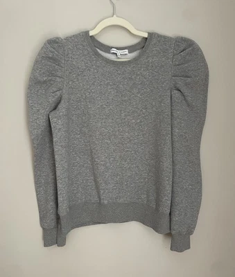 Rebecca Minkoff Women L Janine Puff Shoulder Sweatshirt Gray Long Sleeve Sweater - Image 1 of 4