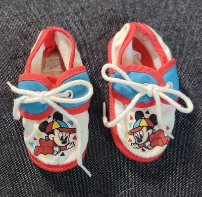 复古 70 年代 80 年代迪士尼米老鼠婴儿短靴红色白色蓝色礼物 — 第 1/4 张图片
