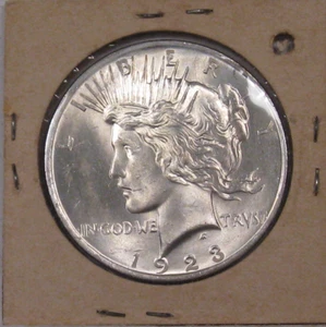 BU 1923 Silver PEACE Dollar -In Old Holder-. #6 - Imagen 1 de 6