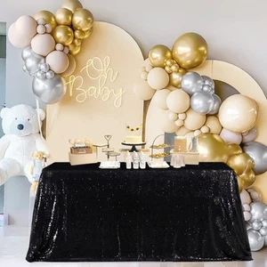 50x102 Inch Black Sequin Tablecloth Sparkly Table Overlays Cloth for Birthday... - Picture 1 of 9